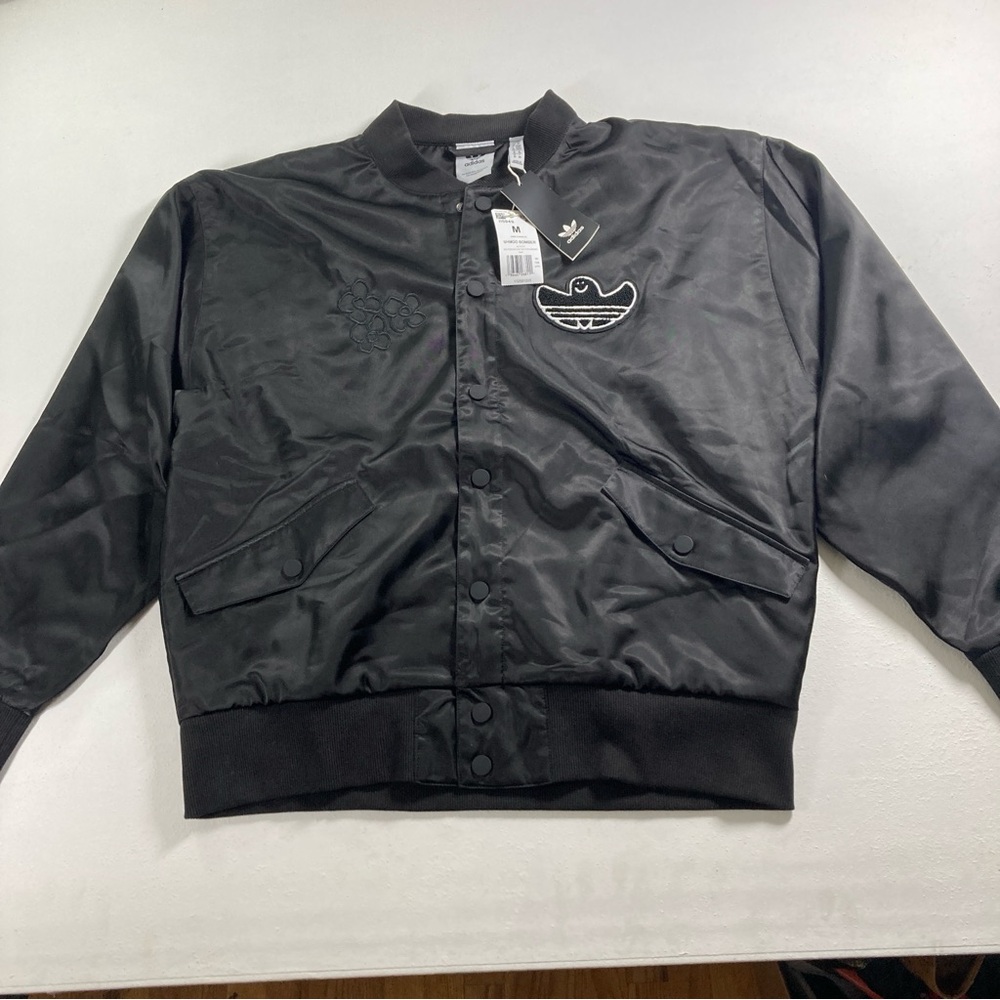 Adidas Men's Varsity Bomber Jacket in Black Shimo Size M - Picture 2 of 16